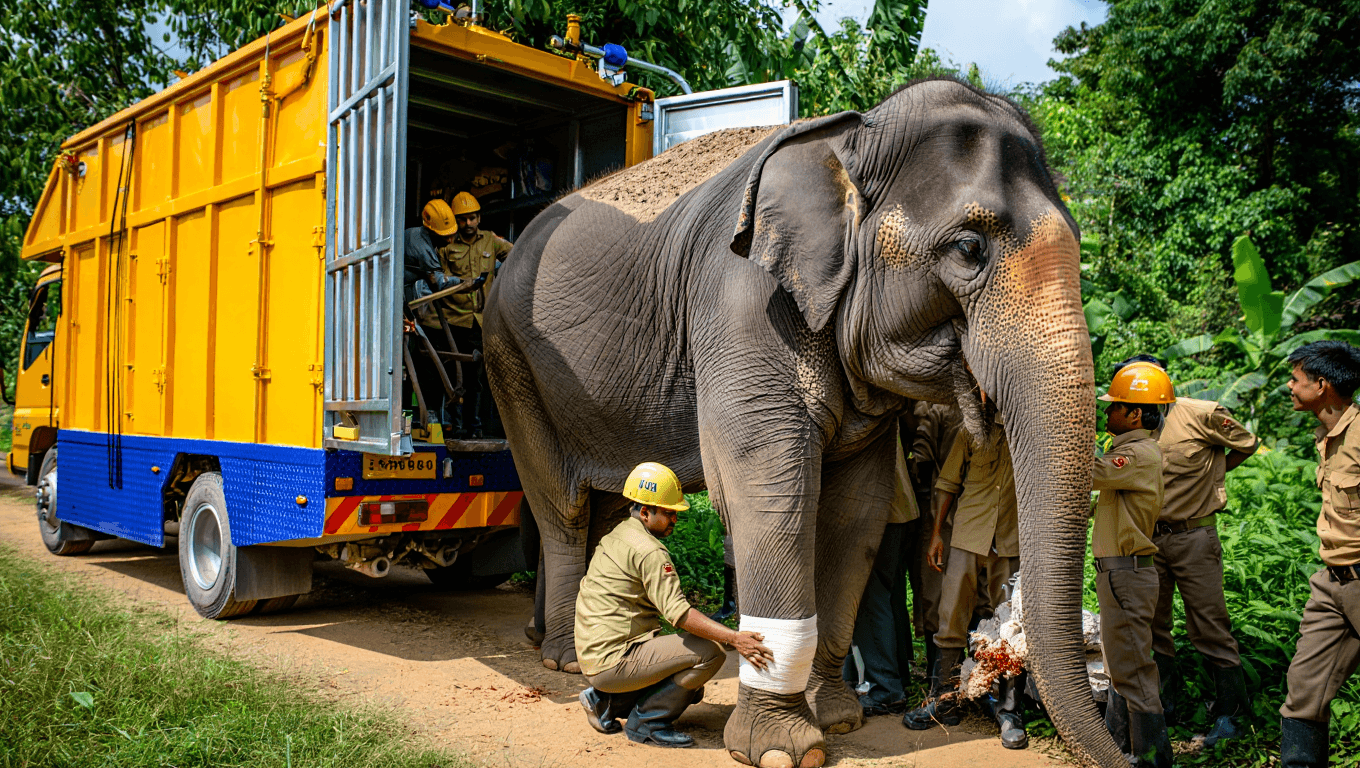 New Elephant Ambulance Marks Inaugural Rescue, Bringing 27-year-old to Hospital with Leg Injury