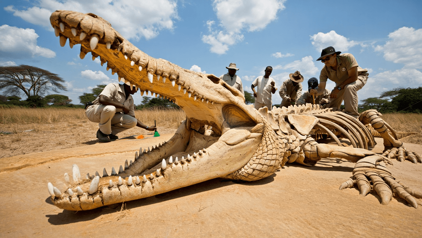 Descubren un cocodrilo gigante que convivió y amenazó a los primeros homínidos