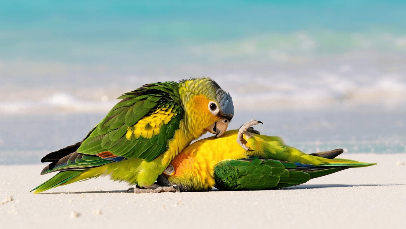 Loyal Pet Lovebird Won’t Leave the Side of Her Parrot Companion After He Dies (Video)