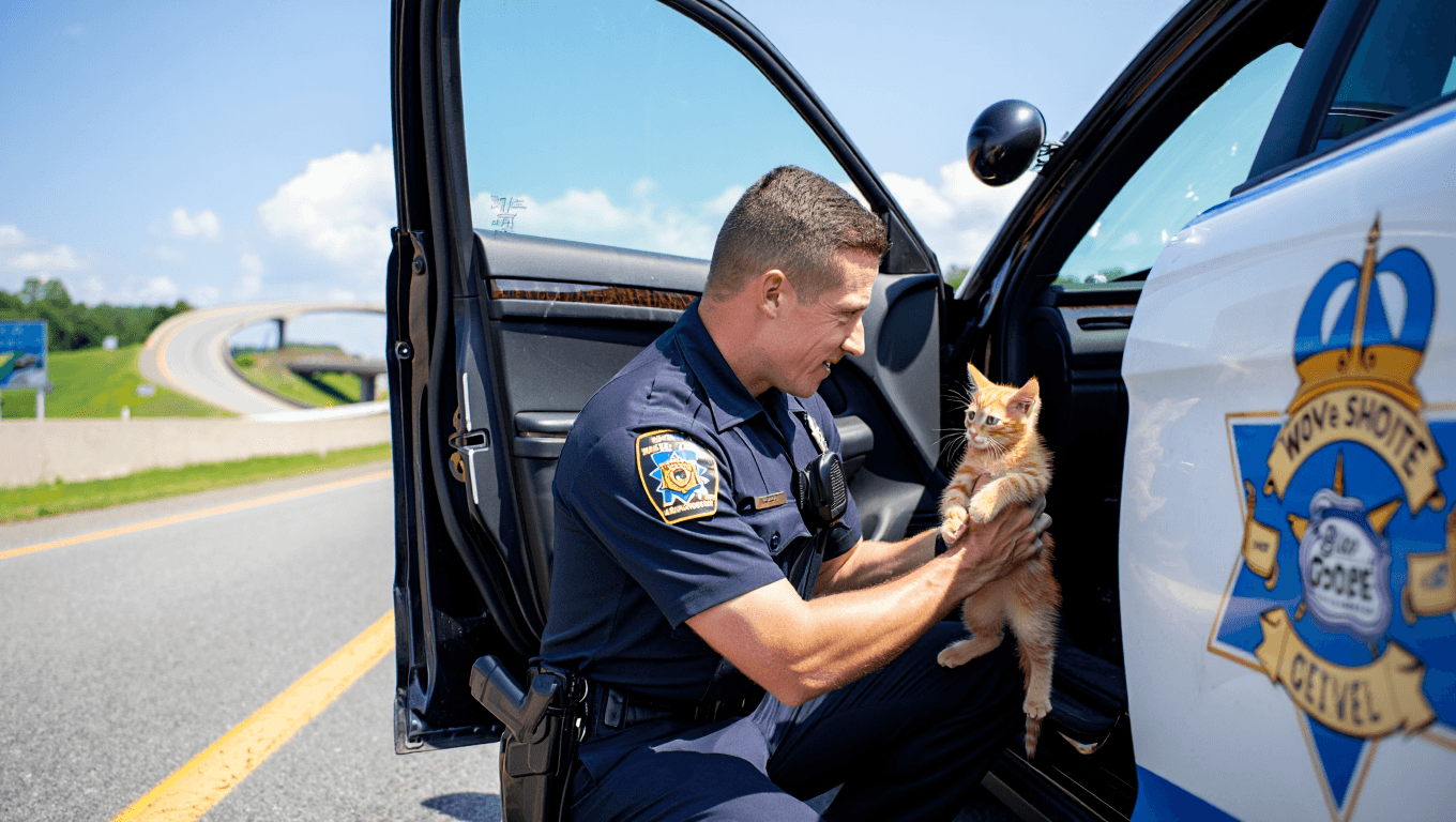 Wisconsin Trooper Has a New Pawtner–a Kitten He Saved After it Was Hurled Out of a Moving Car