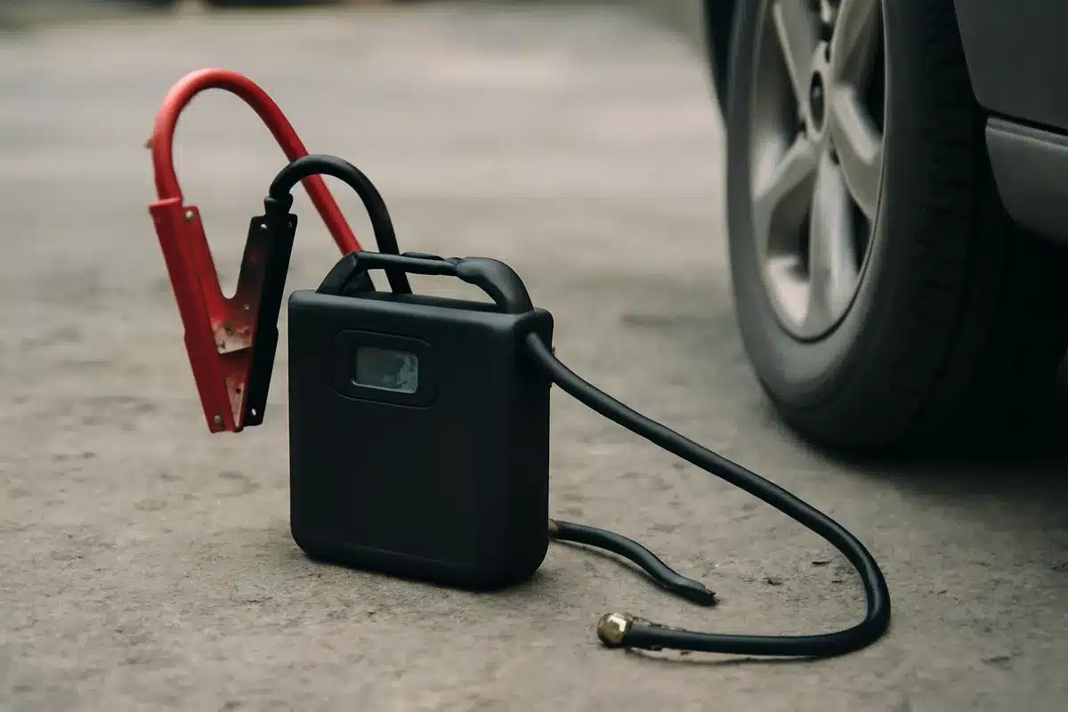 Arrancador portátil multifunción: carga celular, arranca auto e infla llantas