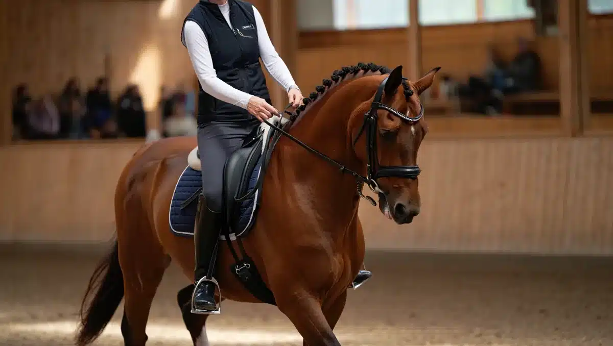 Caballo ciego domina la doma clásica: gana competencias con técnica táctil para equinos