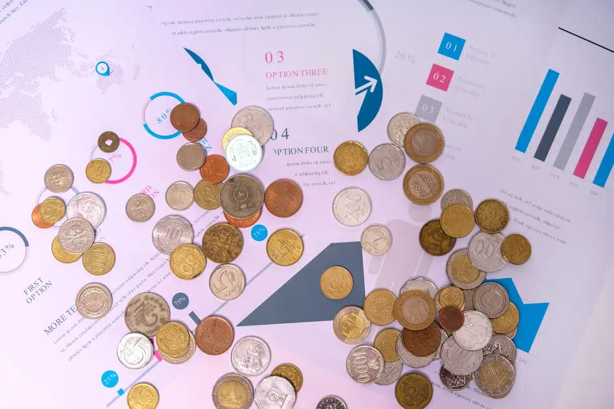 Documentos de presupuesto e ingresos fiscales sobre escritorio de trabajo