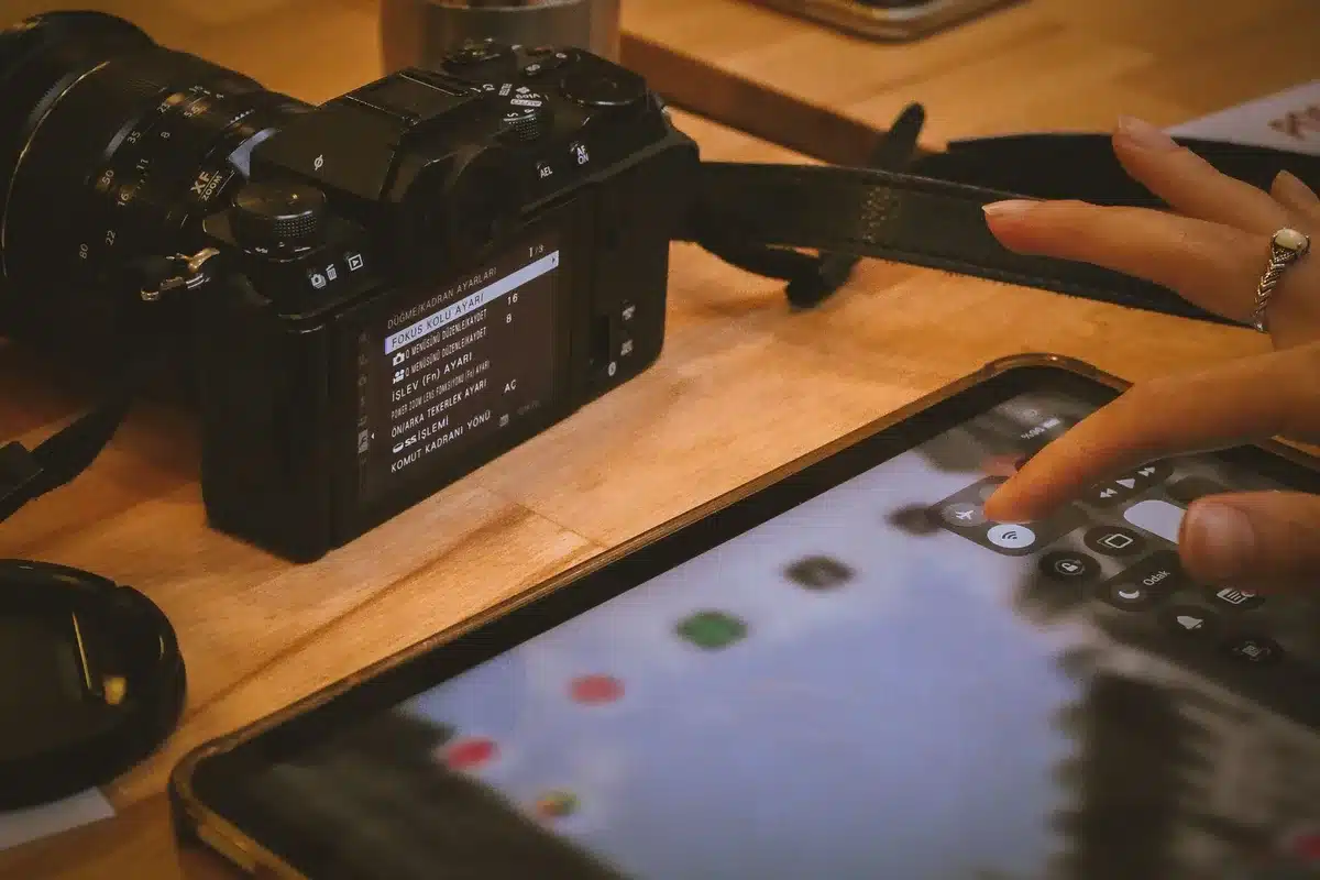 Tablet with matte screen display showing reading interface, aluminum frame visible at edges, soft natural lighting highlighting paper-like texture