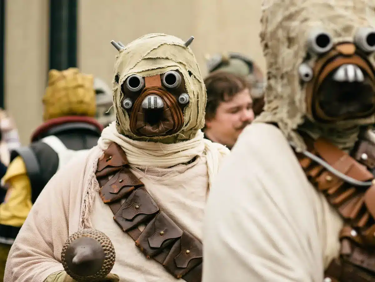 Escena de ciencia ficción clásica británica con personajes en época