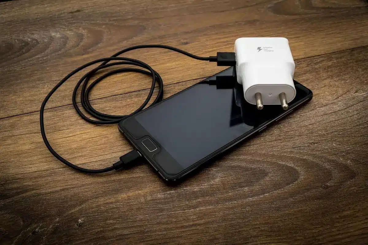 Teléfono mostrando icono de batería y carga rápida