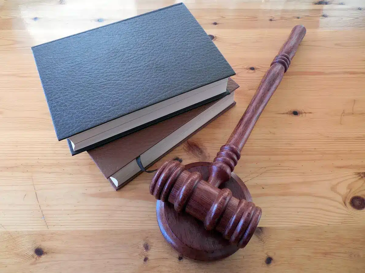 Anonymous hands holding a stack of unbranded documents on a wooden table, a single legal folder on top, no visible faces